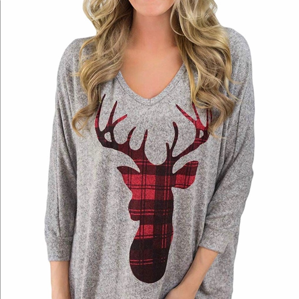 Christmas plaid reindeer tunic